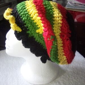 Rastafari Inspired Crocheted Ruffled Slouch Hat